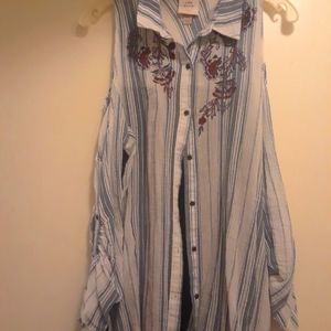 Sheer cotton cold shoulder blouse